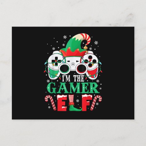 Gamer Elf Matching Family Christmas Lights Funny X Postcard