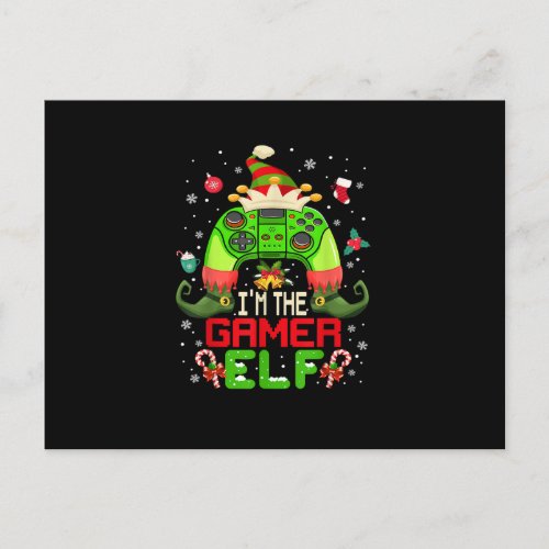 Gamer Elf Matching Family Christmas Video Games Ga Postcard