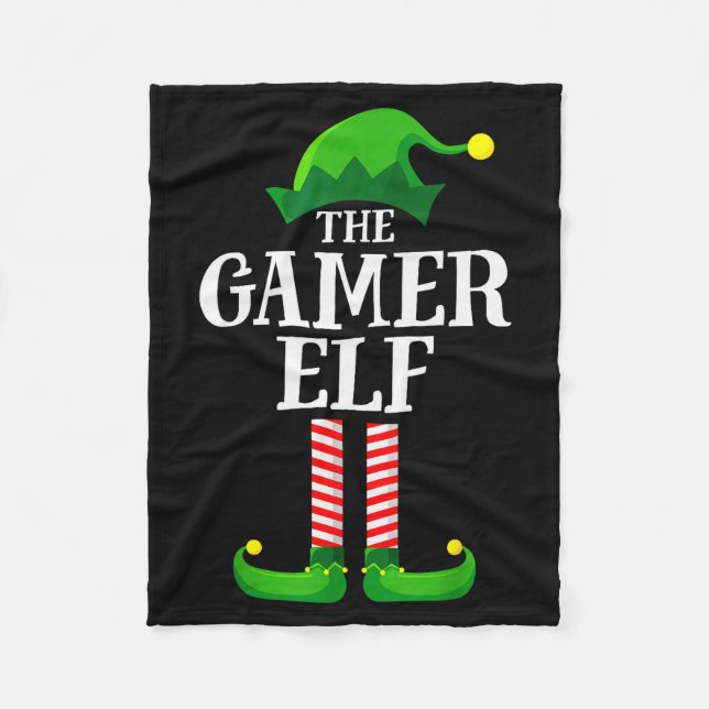 Gamer Elf Matching Family Group Christmas Party Py Fleece Blanket (Front)