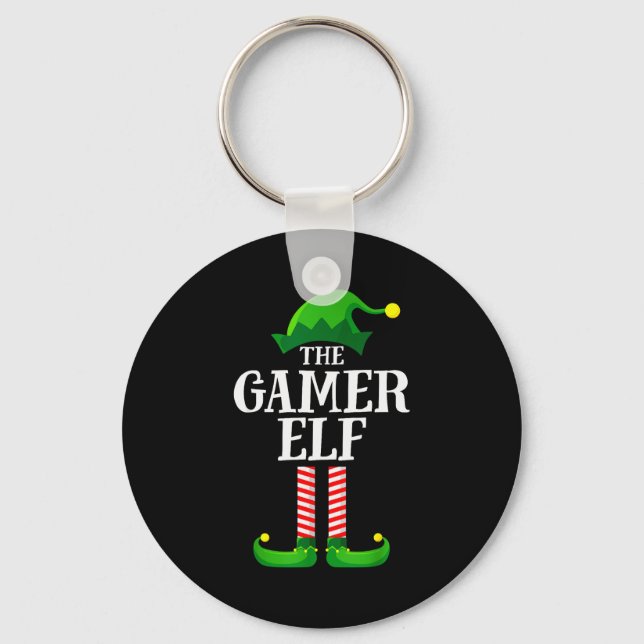 Gamer Elf Matching Family Group Christmas Party Py Keychain (Front)
