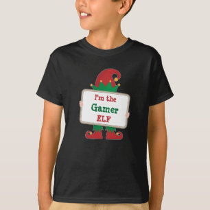 Gamer Elf Personalized Christmas Elf Kids T-Shirt
