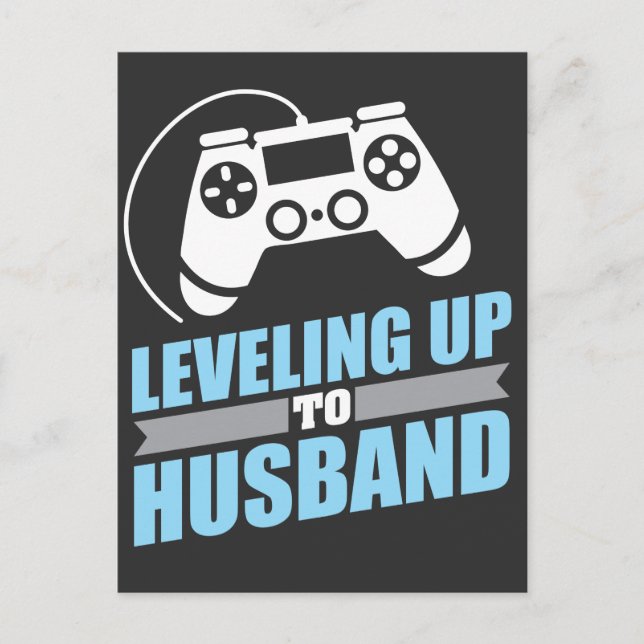 Gamer Engagement Leveling Up To Husband Postcard (Front)
