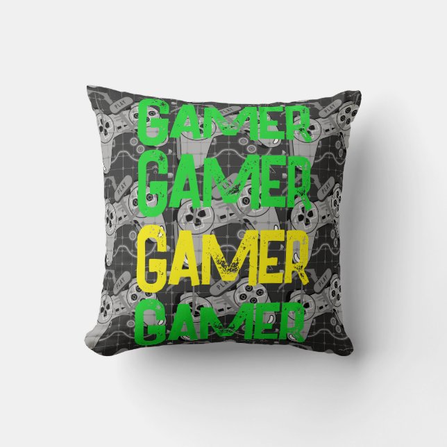 Gamer, famer, gamer,gamer T-Shirt Throw Pillow (Front)