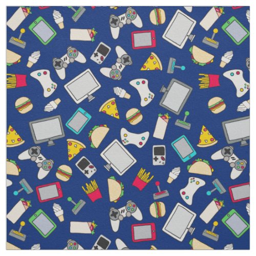 Gamer Fast Food Gaming Snacks Kids Pattern Fabric