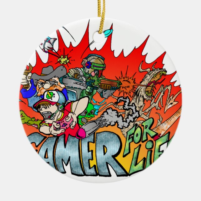 Gamer for Life Ceramic Ornament (Front)