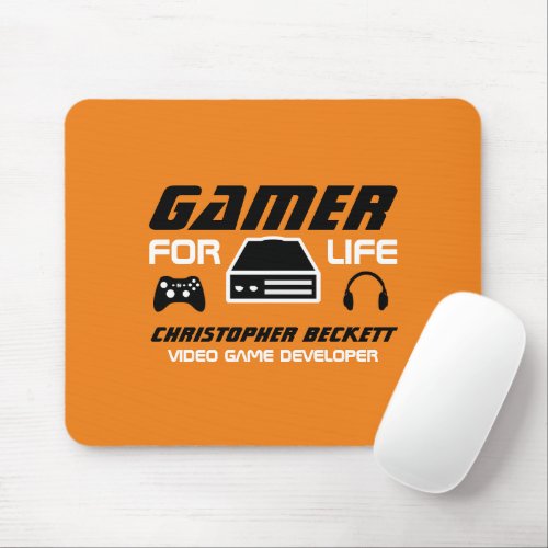 Gamer for Life Video Game Developer Designer Mouse Pad