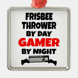 Gamer Frisbee Thrower Metal Ornament