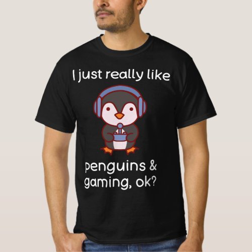 Gamer Funny Penguin Lover Video Games Penguin Gami T_Shirt