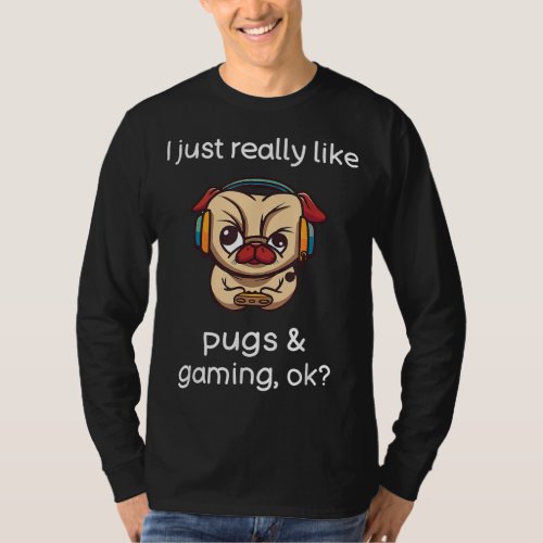 Gamer Funny Pug Lover Video Games Dog Pug Gaming T_Shirt