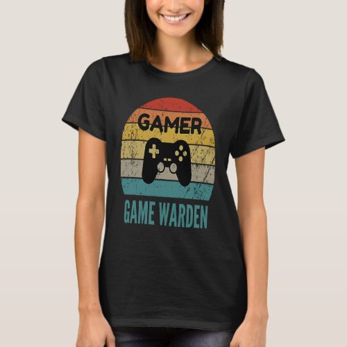Gamer Game Warden Vintage 60s 70s Gaming T_Shirt