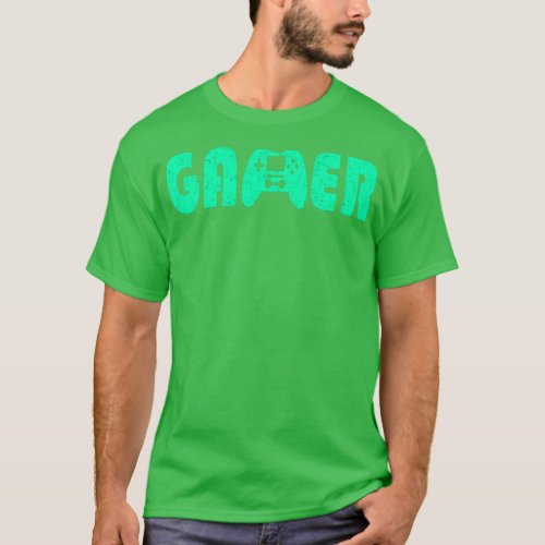 Gamer Gamepad Neon Green T_Shirt