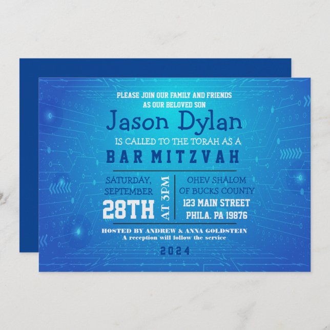 GAMER GAMING DIGITAL Bar Mitzvah Invitation (Front/Back)