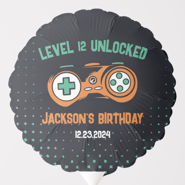 Gamer Gaming Level Unlocked Boys Birthday Balloon (Front)