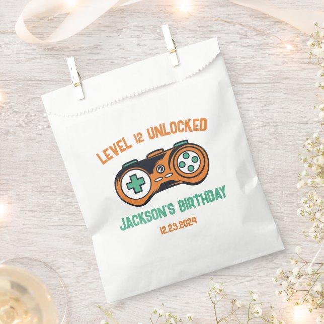 Gamer Gaming Level Unlocked Boys Birthday Party Favor Bag (Clipped)