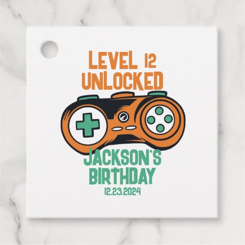 Gamer Gaming Level Unlocked Boys Birthday Party Favor Tags