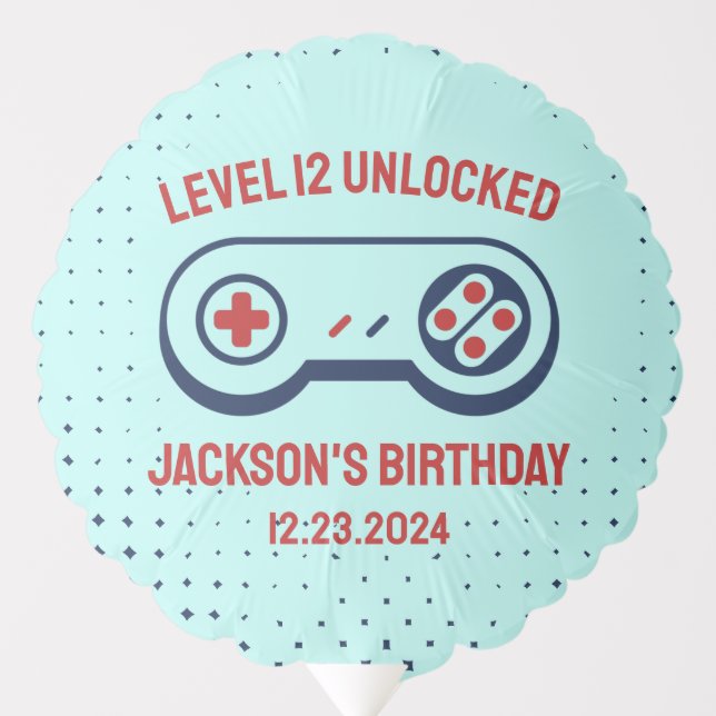 Gamer Gaming Level Unlocked Video Games Birthday Balloon (Front)