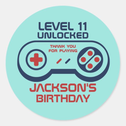 Gamer Gaming Level Unlocked Video Games Birthday Classic Round Sticker