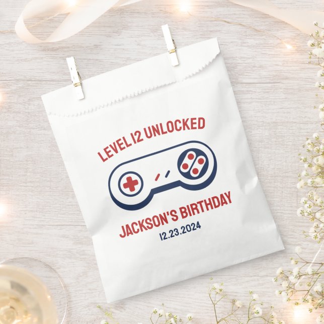 Gamer Gaming Level Unlocked Video Games Birthday Favor Bag (Clipped)