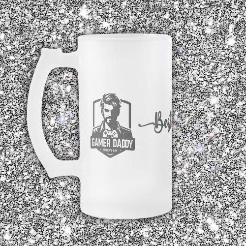 Gamer Geek Dad Happy Fathers Day  Frosted Glass Beer Mug