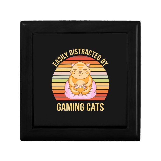 Gamer Gift | Easily Distracted By Gaming Cats Box (Front)