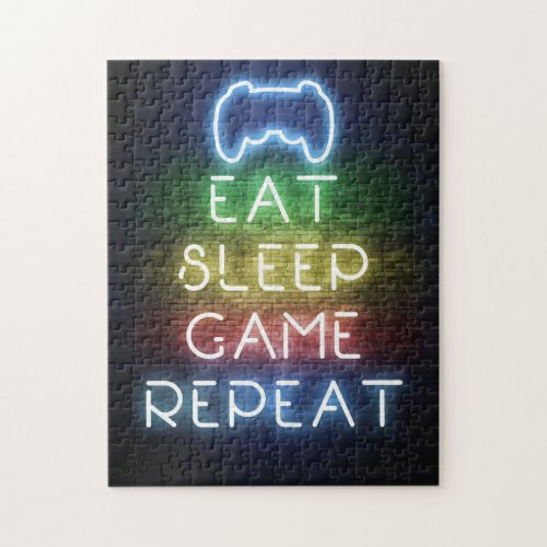 Gamer Gift  Eat Sleep Game Repeat Jigsaw Puzzle