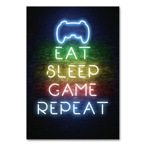 Gamer Gift  Eat Sleep Game Repeat Table Number