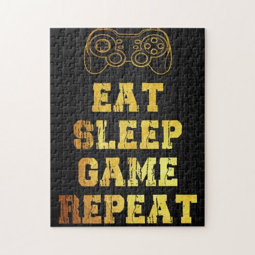 Gamer Gift  Eat Sleep Game Repeats Jigsaw Puzzle
