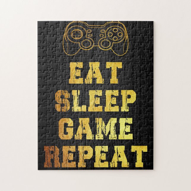 Gamer Gift | Eat Sleep Game Repeats Jigsaw Puzzle (Vertical)