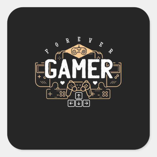 Gamer Gift | Forever Gamer Square Sticker (Front)