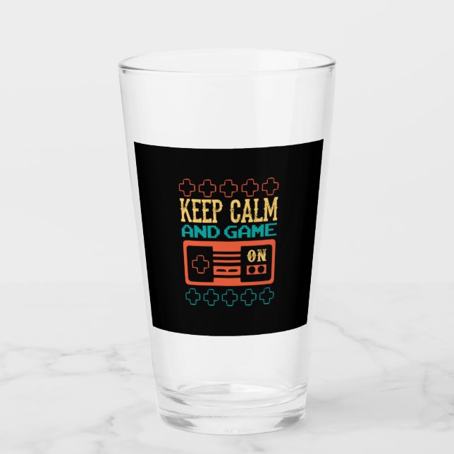 Gamer Gift Keep Calm And Play Game Glass (Front)