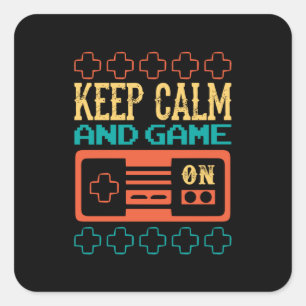 Gamer Gift Keep Calm And Play Game Square Sticker