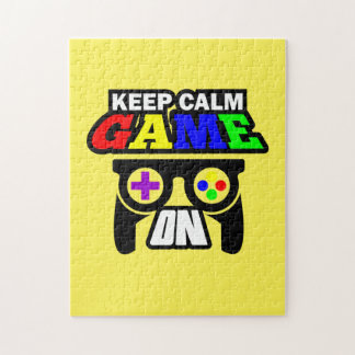 Gamer Gift Keep Calm Game On Jigsaw Puzzle