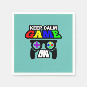 Gamer Gift Keep Calm Game On Napkins