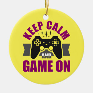 Gamer Gift Keep Calm Games On Ceramic Ornament