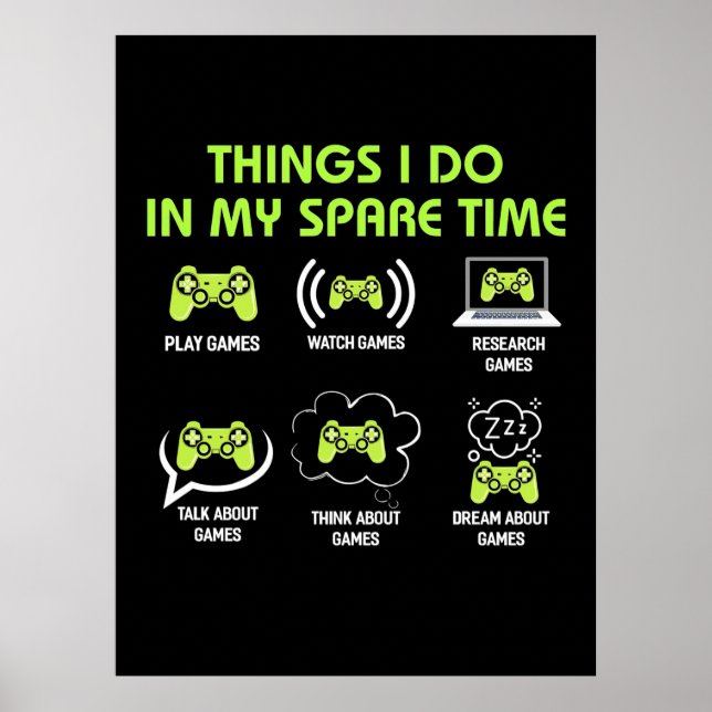 Gamer Gift | Things Gamer Do In My Spare Time Poster (Front)