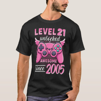 Gamer Girl 21St Birthday Awesome Since 2005 21 T-Shirt