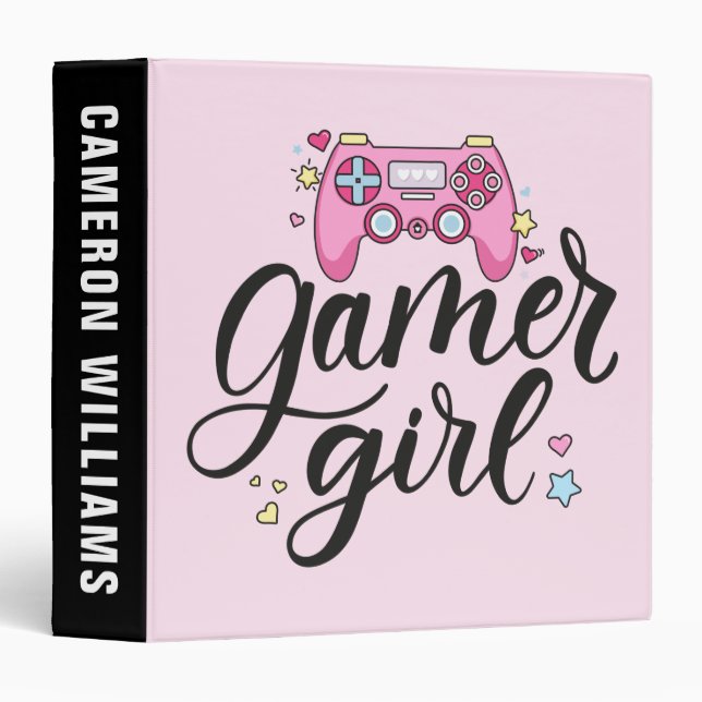 Gamer Girl 3 Ring Binder (Front/Spine)