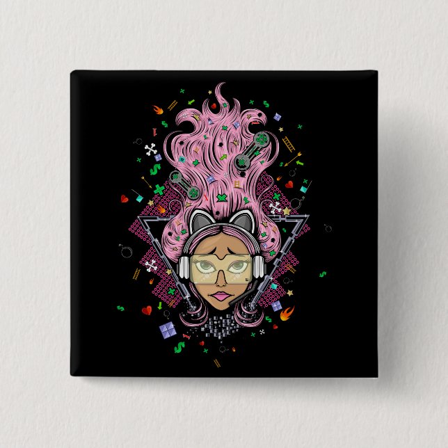 Gamer Girl Button (Front)