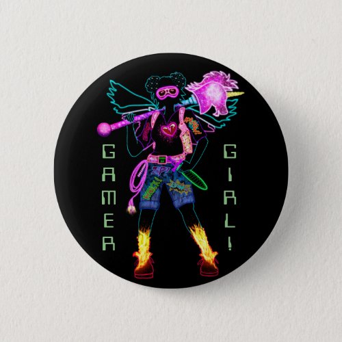 Gamer Girl Button Pin