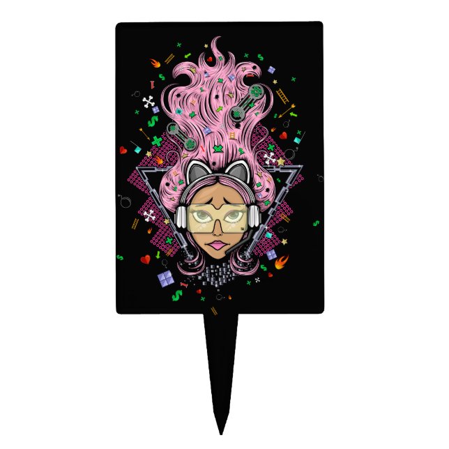 Gamer Girl Cake Topper (Front)