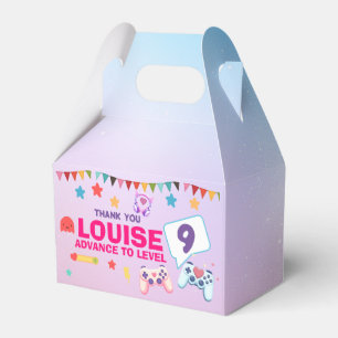 Gamer Girl Colorful Pink Video Game Birthday Favor Boxes