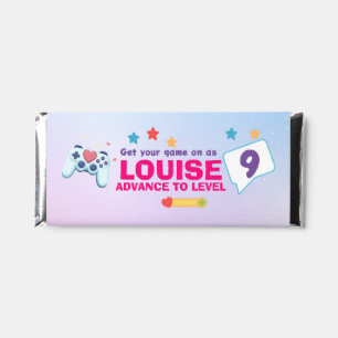Gamer Girl Colorful Pink Video Game Birthday Hershey Bar Favors