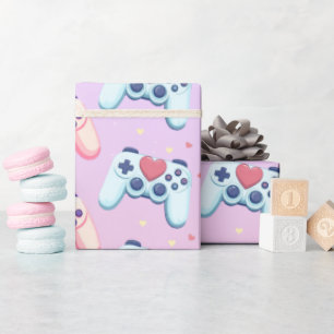 Gamer Girl Colorful Pink Video Game Wrapping Paper