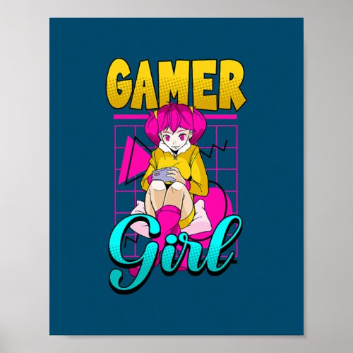 Gamer Girl Console Play Video Games  Poster