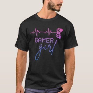 Gamer Girl Cute Heartbeat Gamer For Girl Video Gam T-Shirt