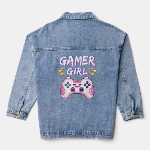 Gamer Girl Cute Pink Controller Video Game Girl Ga Denim Jacket