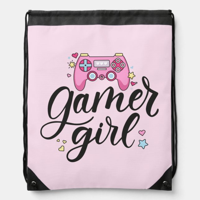 Gamer Girl Drawstring Bag (Front)