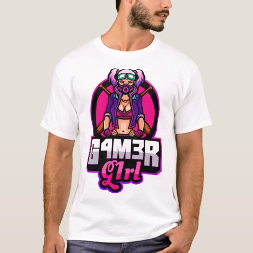 Gamer Girl Esport Team Logo Label Gift   T_Shirt