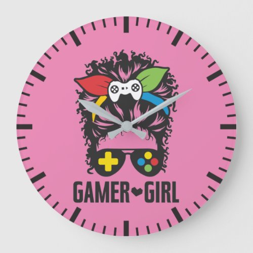 Gamer Girl _ Funny Video Gamer Gaming Humor Joke Large Clock