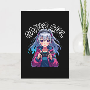 Gamer Girl Gaming Anime Cute Video Game Women Girl Card